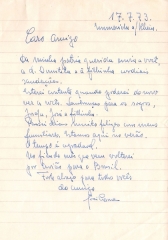 1973: Breve carta enviada da Alemanha